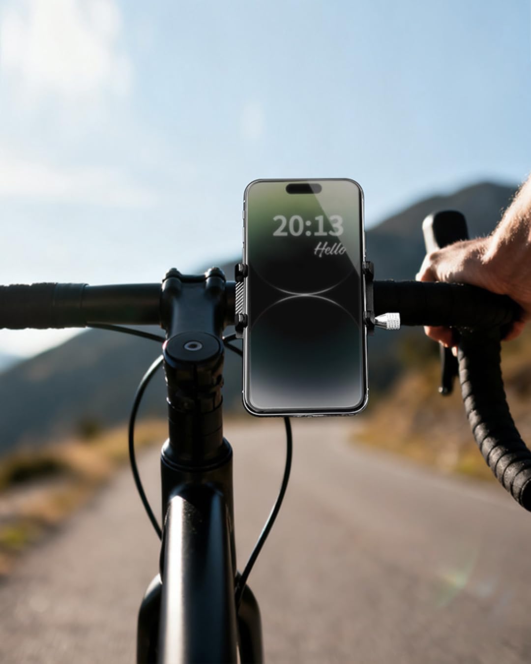 Aluminium Alloy Bike Mobile Holder, Anti-Vibration Motorcycle Mountain, Mountain Bike Accessories Compatible with iPhone, Motorola, Xiaomi, Samsung, Huawei and Other Devices — view 4