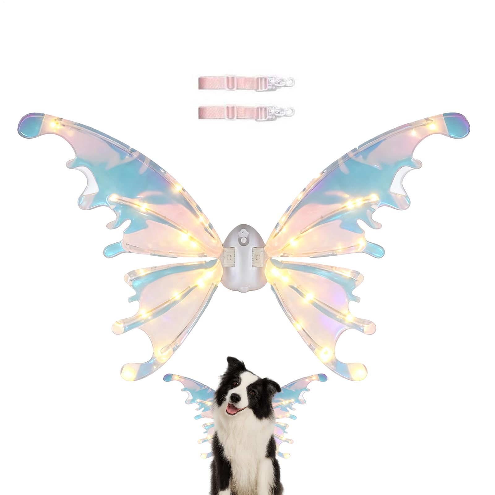 Costume de Noël avec éclairage pour chien et chat ailes lumineuses de fête