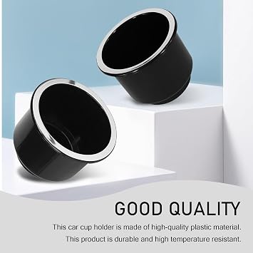 MLY 2 PCS Cup Holder Insert, Plastic Large Multi-Purpose Couch Cup Holder, 3.74 to 4.1 Universal Insert Replacement Cup Drink Holder for Most RV, Boats, Cars, Sofas and Golf (Black)