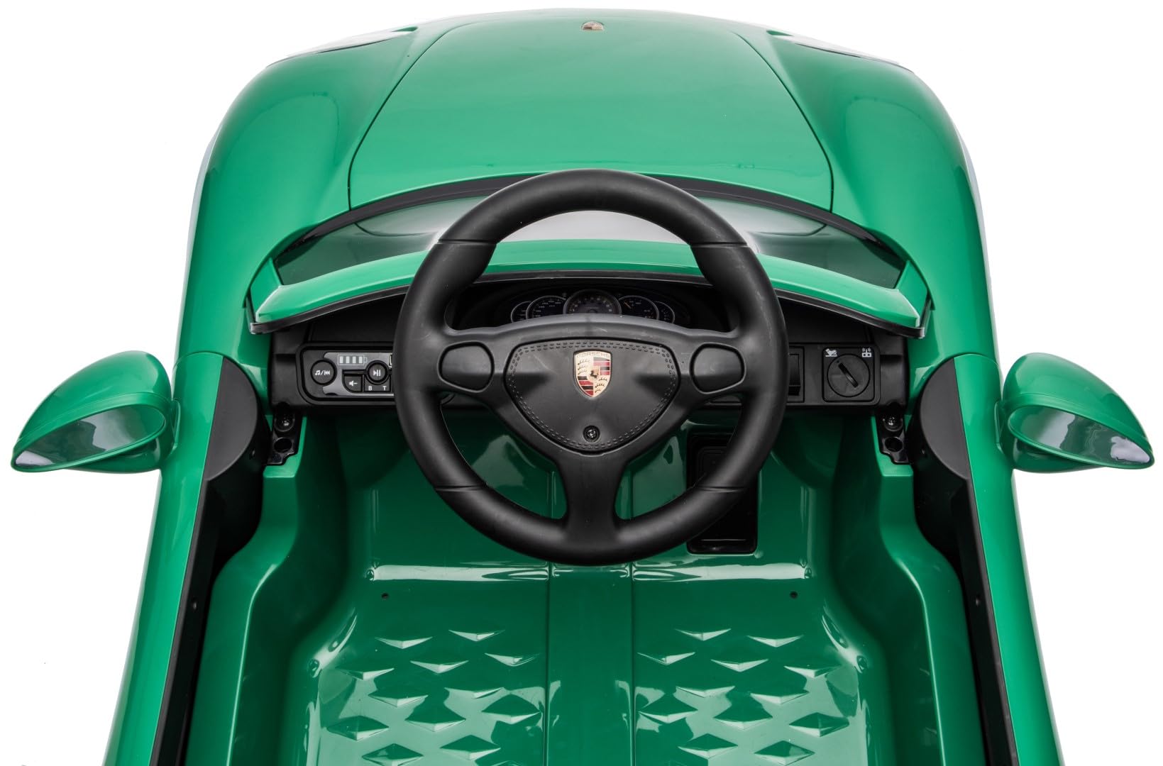 SUN BABY Porsche Carrera GT Cabrio, Auto elektryczne, Jeździk - Zielony | Pilot, 2 silniki 390, MP3, amortyzatory, pasy bezpieczeństwa, otwierane drzwi, 2 biegi, 3–5 km/h, akumulator 12V 4,5Ah