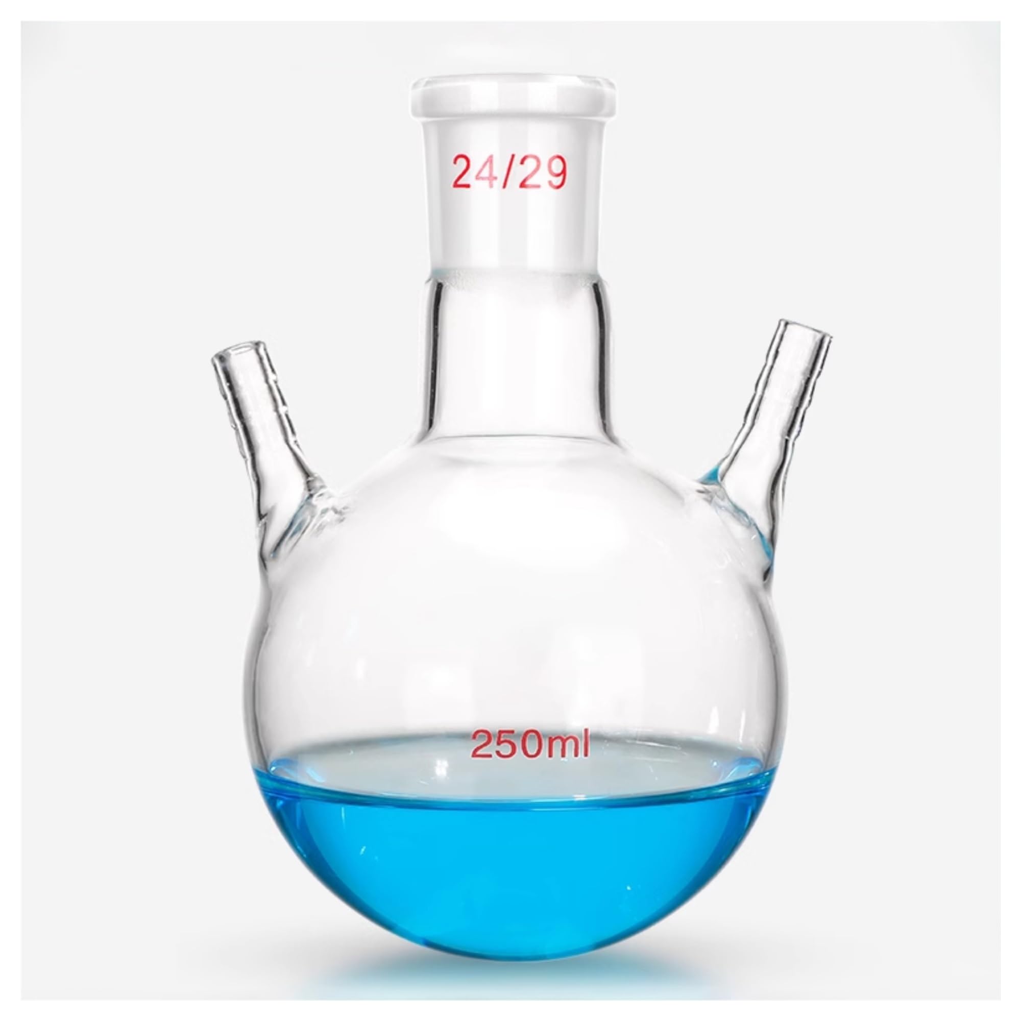 Matraz de doble rama con tubo de rama, matraz de reacción de fondo redondo esférico de vidrio, boca estándar(50ML/24)