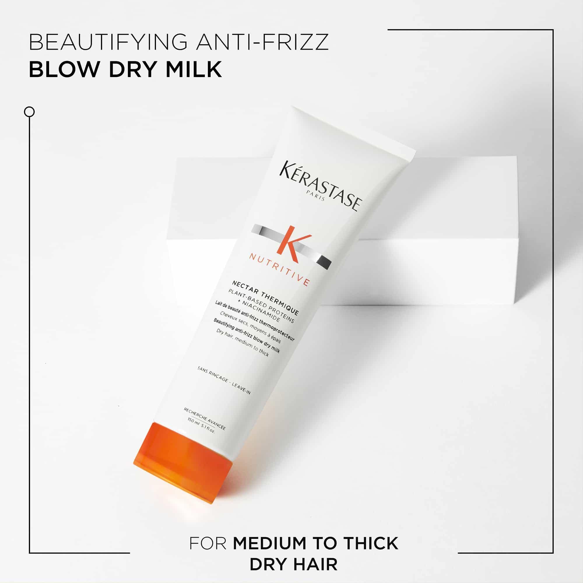 Krastase Nutritive Nectar Thermique, Anti-Frizz Blow-Dry Milk for Dry Medium to Thick Hair with Niacinamide, Protects from Heat Styling and Reduces Frizz, 150 ml - Image 2