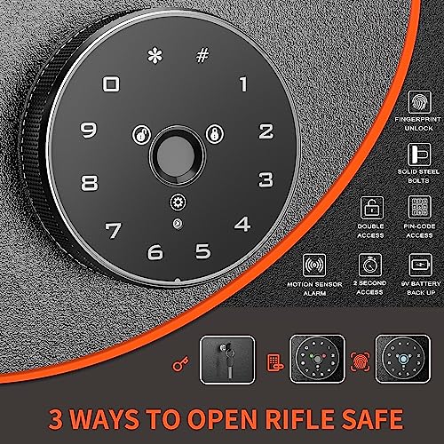 Atripark Fingerprint Rifle Gun Safe, Large Gun Safes For Home Rifle And Pistols With Led Light, Quick Access Gun Safes For Rifles And Shotguns, Gun Cabinets With Adjustable Pistol Rack, Pockets #TOP1