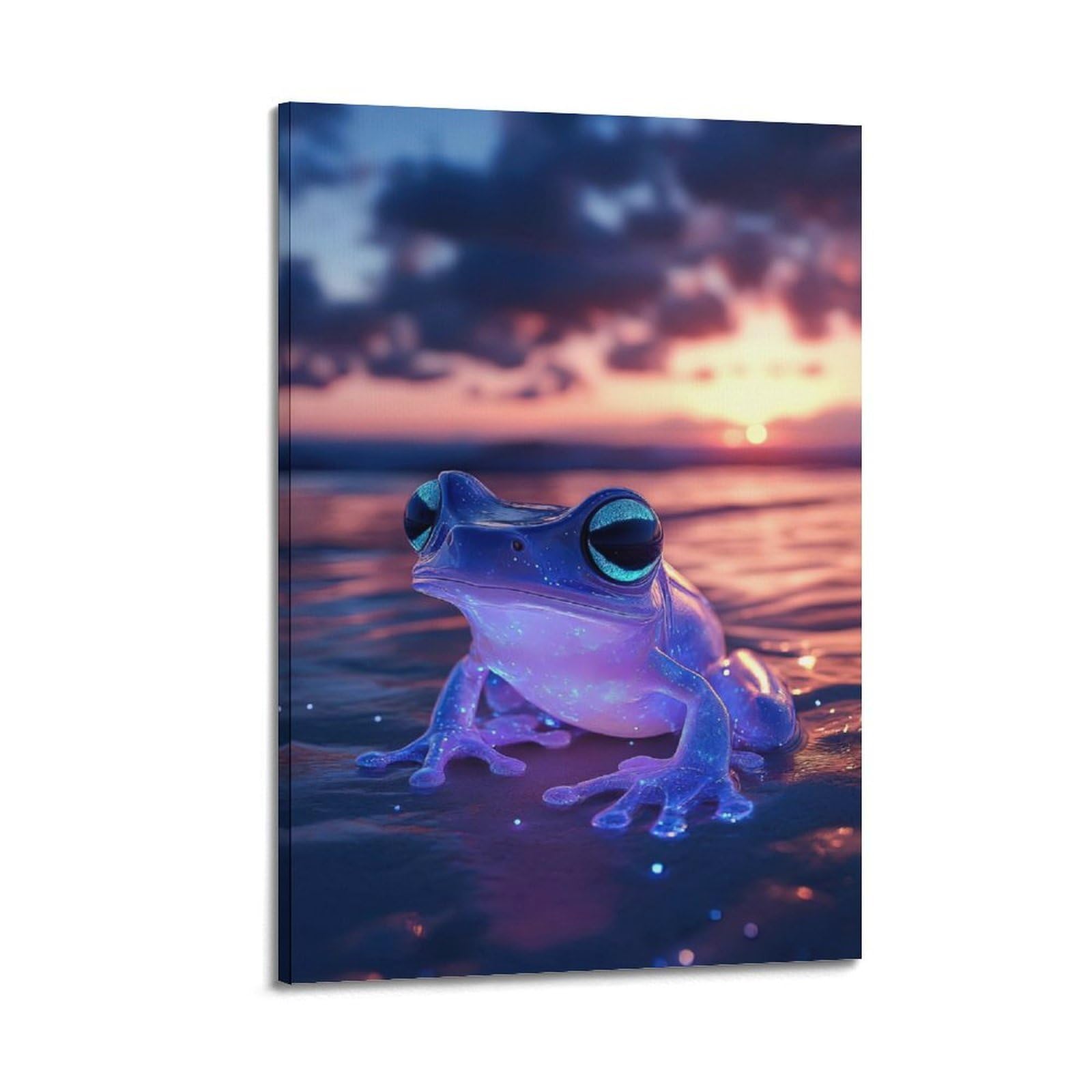 ZSZWHJ Animal Poster Frogs at The Beach Poster Decorative Painting Canvas Wall Posters And Art Picture Print Modern Family Bedroom Decor Posters 20x30inch(50x75cm)