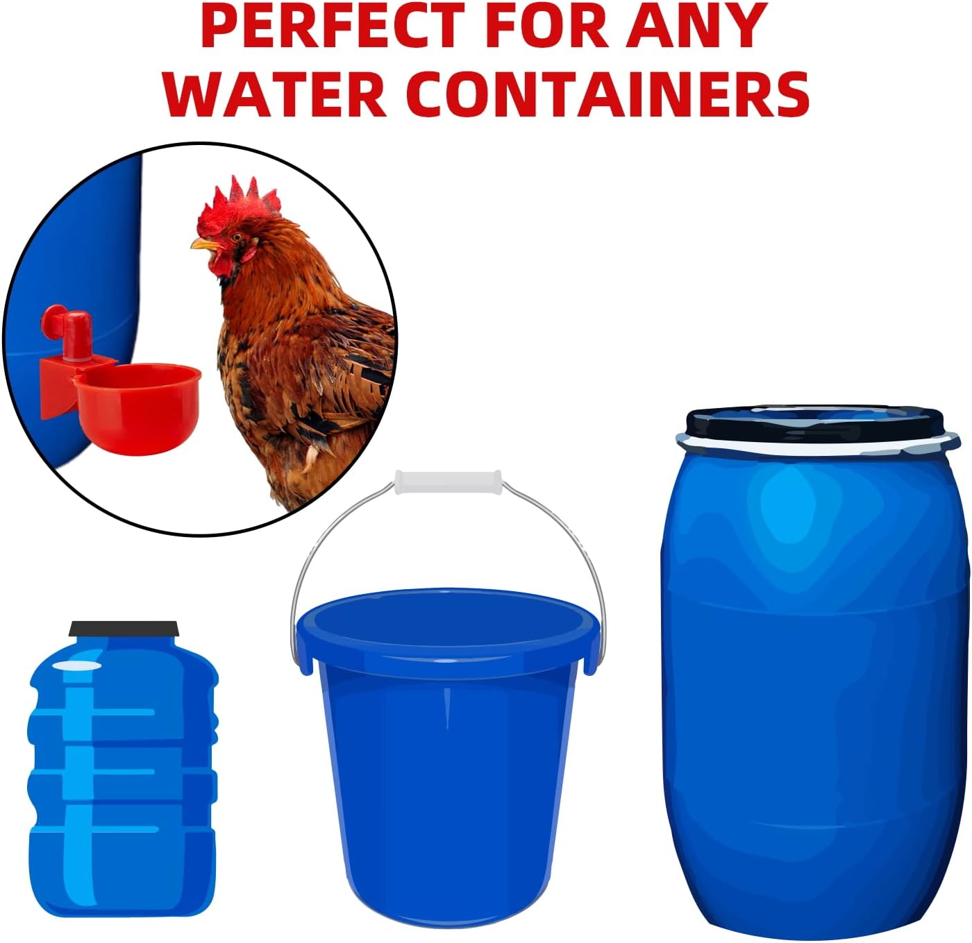 Sykria Chicken Water Cups, Automatic Chicken Waterer Kit for Poultry, 3/8 Inch Thread Filling Waterer Poultry Drinking Bowl for Chicken, Ducks, Birds, Turkeys etc (12 Pack)