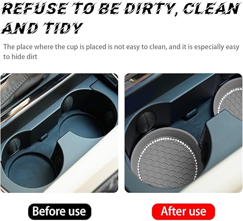 Miniatura 5 de zipelo Portavasos para automóvil, paquete de 4 posavasos universales antideslizantes para vehículos, de silicona, con diamantes de imitación, a