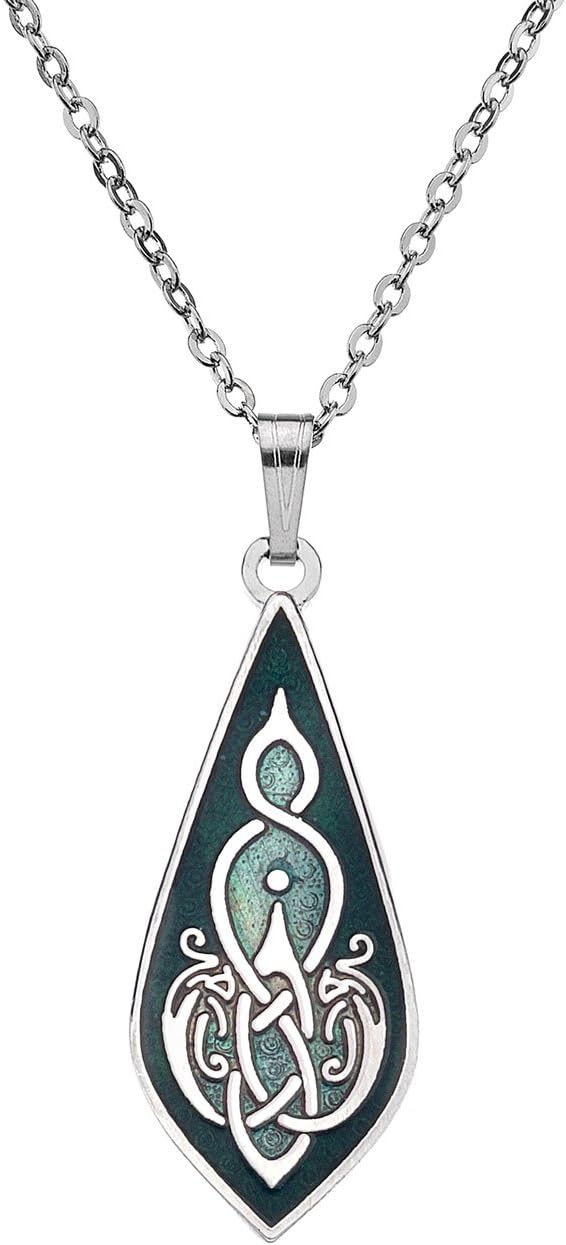 Green Enamel Celtic Bird Head Pendant Necklace