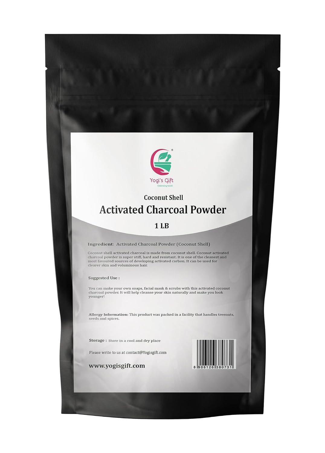 Activated Charcoal Powder 1 LB | Grounded Activated Charcoal Powder for Facial Scrub, Skin & Soap Making | Coconut Shells Based | By Yogi's Gift®