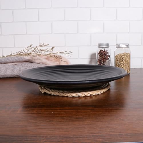 Miniatura 5 de Cabilock Platos negros vintage, platos de melamina, plato redondo, plato de ensalada de postres negros para cocina, hogar, fiesta (talla 3), vajilla