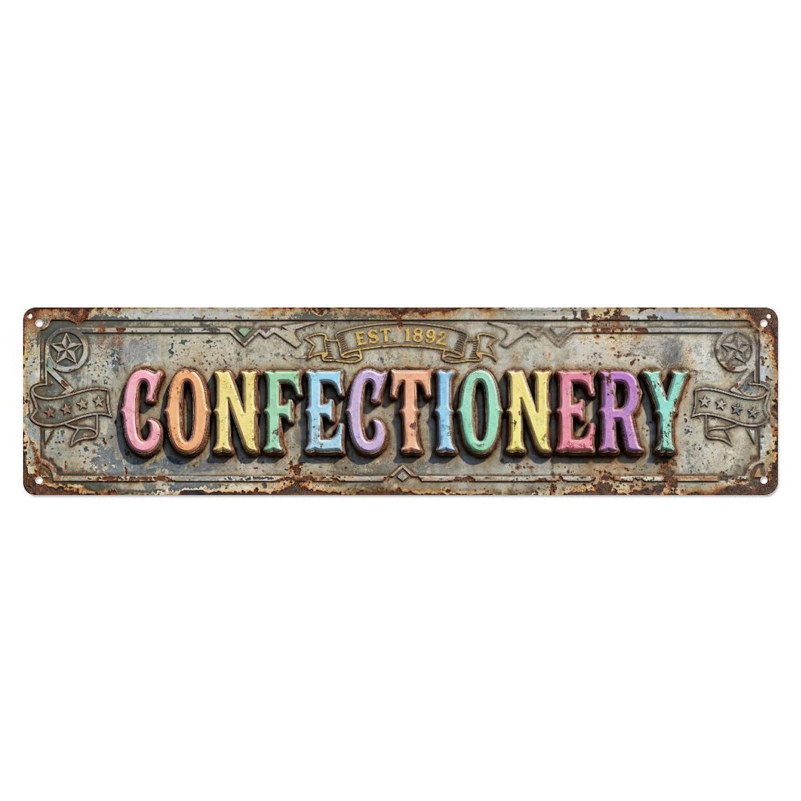 CONFECTIONERY Sugar Delights Metal Tin Skinny Sign Plaque Wall Decor for Cafe, Club Bar, Office, Home Garden Metal Poster 4x16Inch