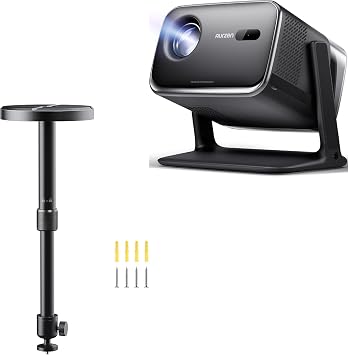 Aurzen BOOM mini Google TV Movie Projector Bundle with Ceiling Projector Mount Bracket, Voice Control, Family Mode, 20W Dolby Audio, Real-Time Focus, Black 2 Items
