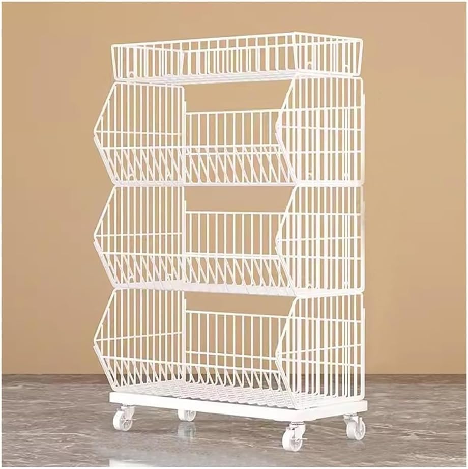 Etlegor Movable Supermarket Snacks Shelf, 4 Tier Metal Drinks/Small Food/Toys Display Rack with Wheels for Convenience Store/Checkout Counter/Pharmacy Space Saving(White,60x45x110cm)