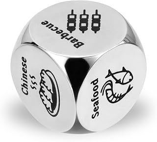 Stainless Steel Decision Dice - 0.63in Pocket-Sized Meal Chooser - Christmas Valentines Gift for Food Lovers Couples