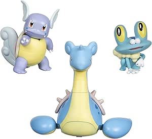 Pokémon Pokémon Battle Figure, Water-Type Theme 3 Pack with Froakie, Wartortle, Lapras - 4.5-inch Froakie Figure, 3-inch Wartortle Figure, 2-inch Froakie - Toys for Kids Fans - Amazon Exclusive