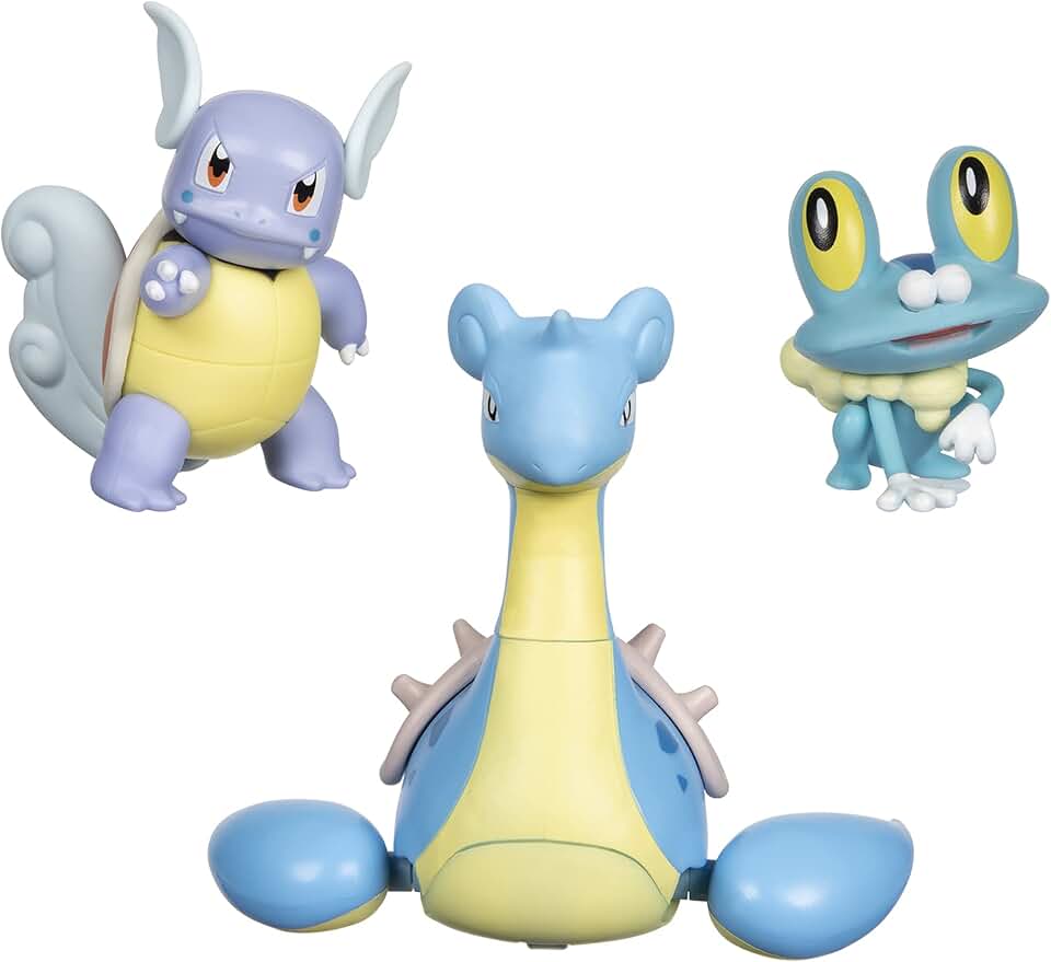Pokémon Pokémon Battle Figure, Water-Type Theme 3 Pack with Froakie, Wartortle, Lapras - 4.5-inch Froakie Figure, 3-inch Wartortle Figure, 2-inch Froakie - Toys for Kids Fans - Amazon Exclusive