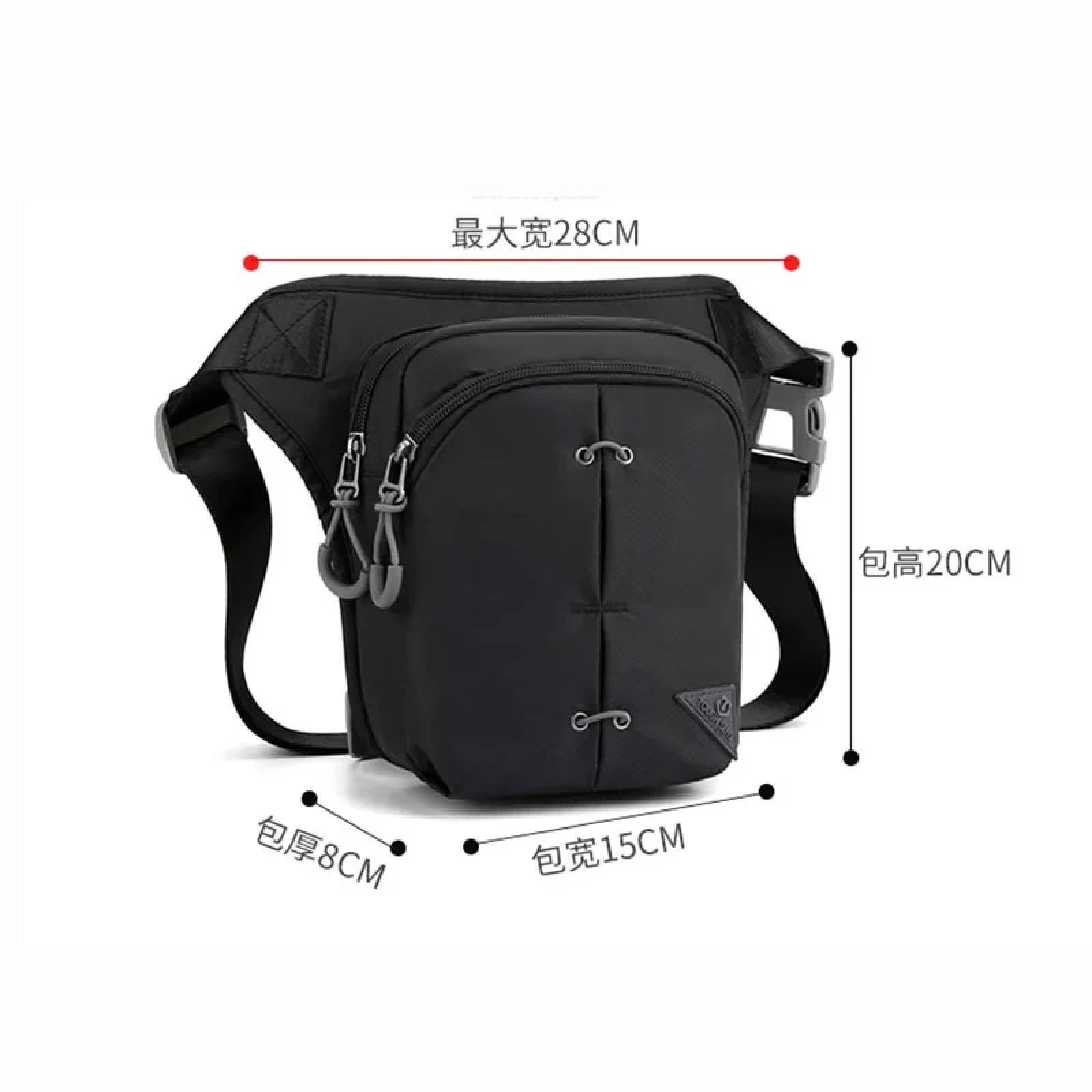 Riñonera Hombre Drop Leg Bag Cintura Viaje Nylon Cinturón Masculino Bolsos De Cadera Cruzados Negro