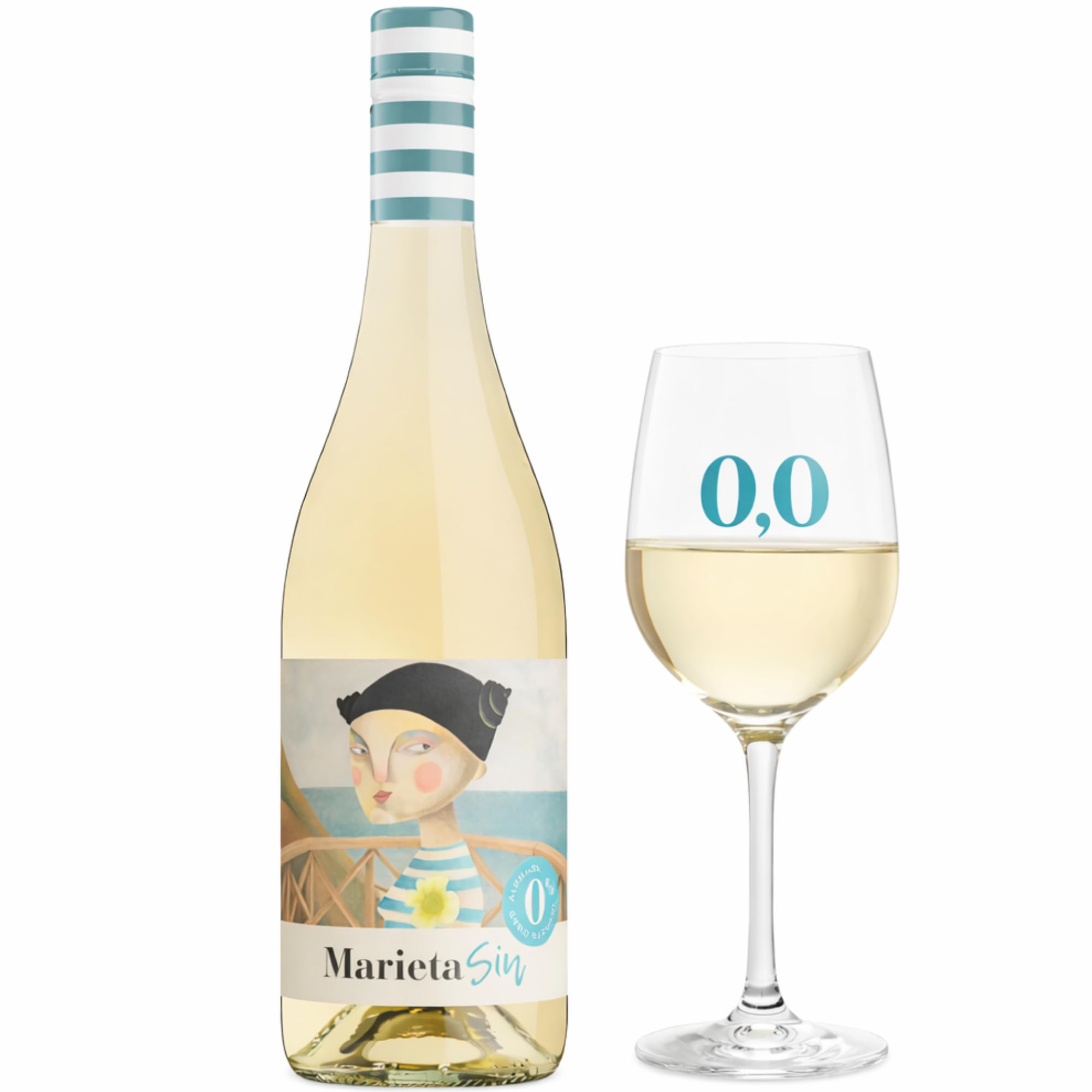Vino sin alcohol blanco Martín Códax | 100 % Albariño de Rías Baixas | Sabor afrutado con lima y melocotón | Alternativa saludable | Fresco, floral y ligero | Sin alcohol - 1 Botella 75cl