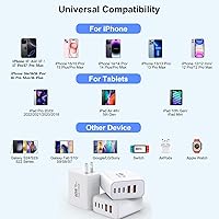 Vista 7 de 3 Pack Cargador Apple 17 Pro Max de Carga Rápida, Bloque de Carga de Pared USB C Multipuerto 60W PD 5 en 1 de Carga Rápida, Cubo de Enchufe de 16