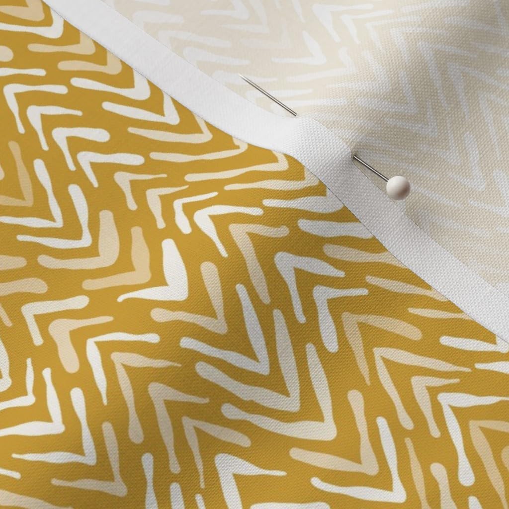 Spoonflower Fabric - Boho Herringbone Mustard Stripe Modern Mudcloth Yellow Gold Printed on Petal Cotton Fabric Fat Quarter - Sewing Quilting Apparel Crafts Decor