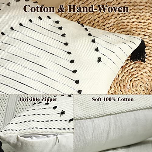 Boho Throw Pillow Covers Set Of 2 Soft Morocco Decorative Tufted Woven Neutral Accent Cushion Covers Farmhouse Square Tribal Textured Outdoor Home Decor Pillow Cases For Couch Bedroom Living Room #TOP2