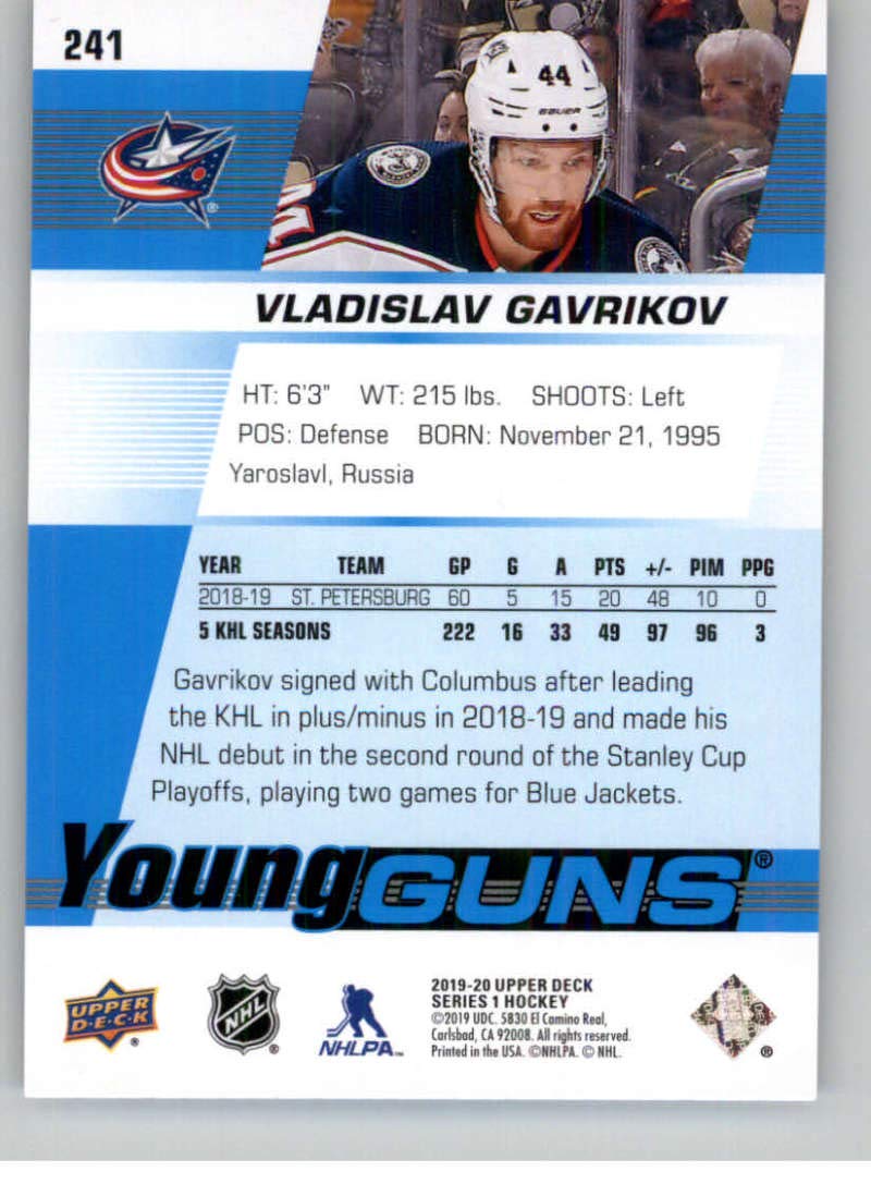 Amazon.com: 2019-20 Upper Deck #241 Vladislav Gavrikov Columbus Blue  Jackets Hockey Card (RC - Rookie Card) NM-MT : Collectibles & Fine Art