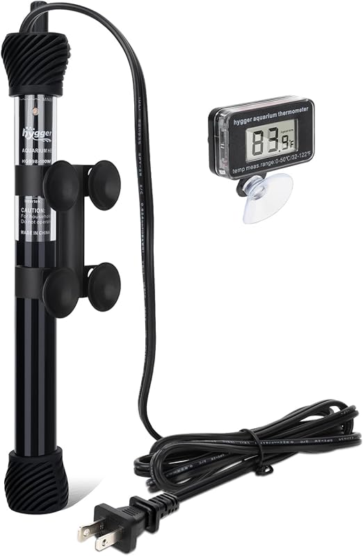 Aquecedor Submersível com Termostato para Aquário hygger 200 W com Termômetro LED