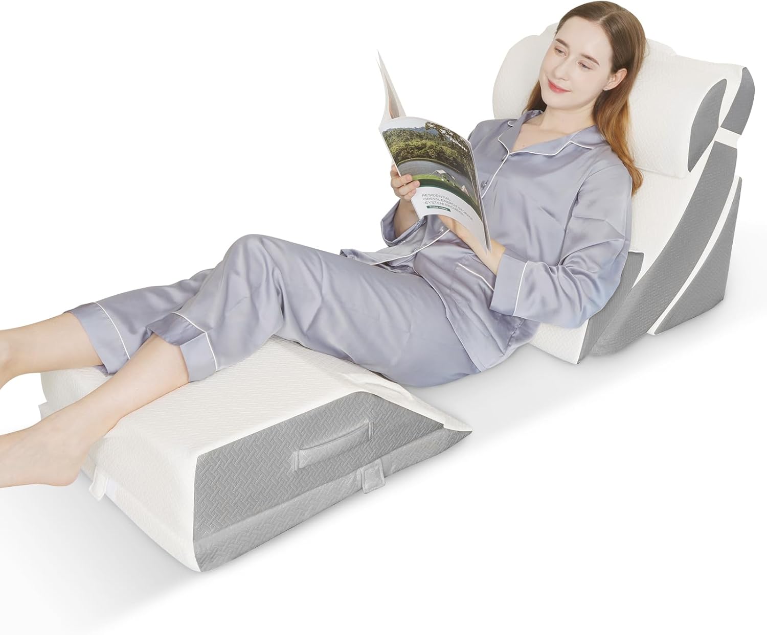 6PCS Orthopedic Wedge Pillow Set, Memory Foam Support for Post-Surgery Recovery, Back Pain Relief, Adjustable Pillow for Sleep, Snoring Prevention, Acid Reflux & GERD Relief