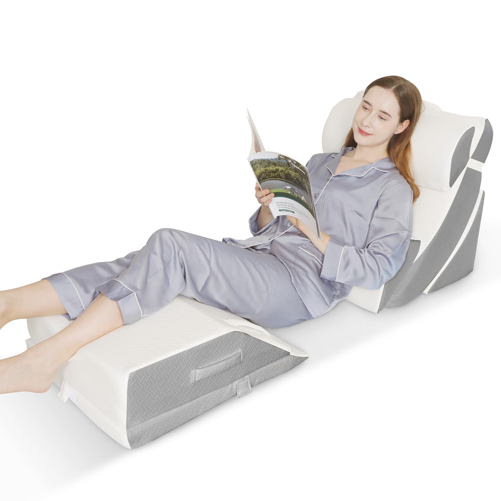 6PCS Orthopedic Wedge Pillow Set, Memory Foam Support for Post-Surgery Recovery, Back Pain Relief, Adjustable Pillow for Sleep, Snoring Prevention, Acid Reflux & GERD Relief