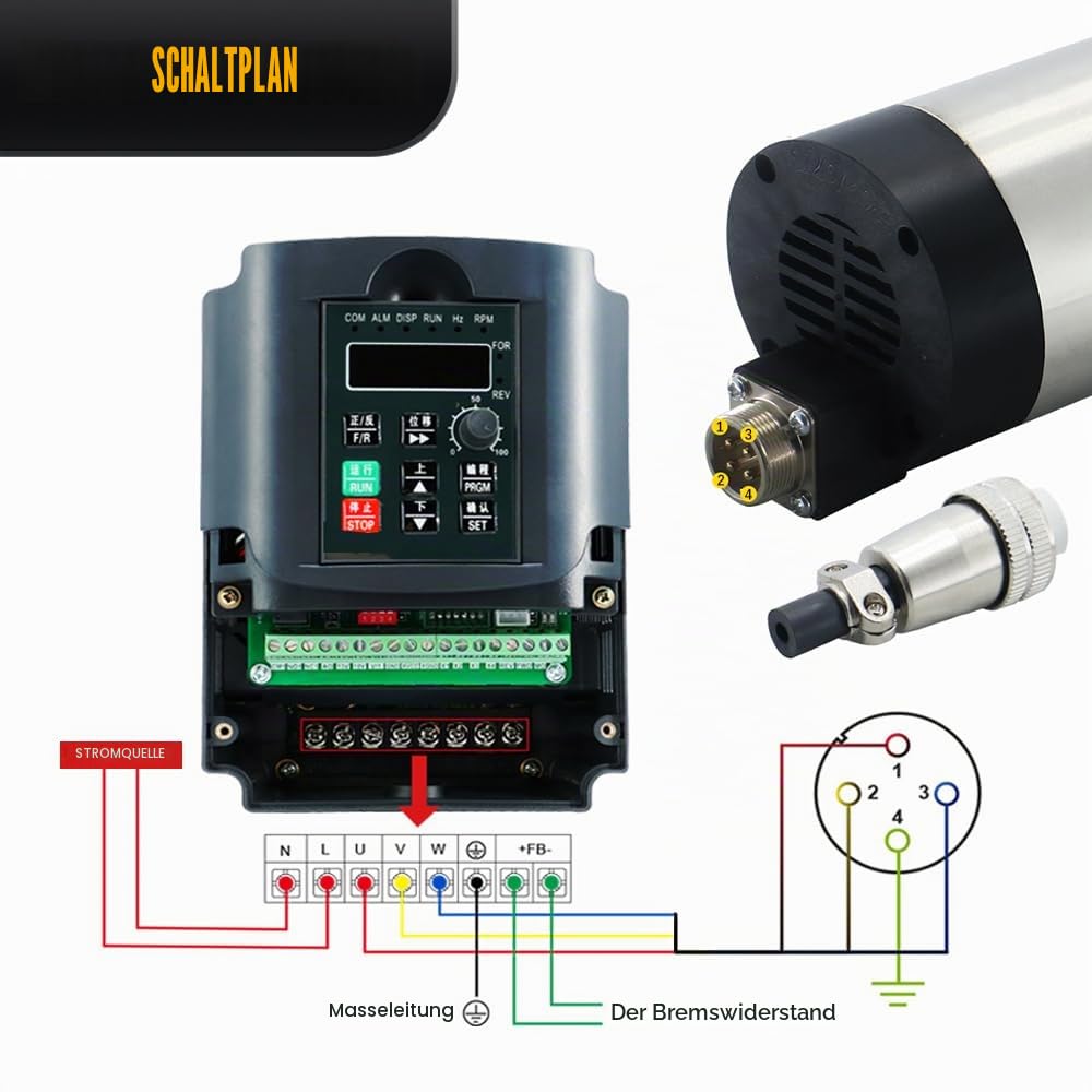 CNC Spindel Kit, 800w Luftkühlspindel Motor 24000rpm 4 Lager, VFD variabler Frequenzantrieb, 65mm Spindel Mount, 7-pcs ER11 Spannzangen für Fräsmaschine (0.8kw-220v)