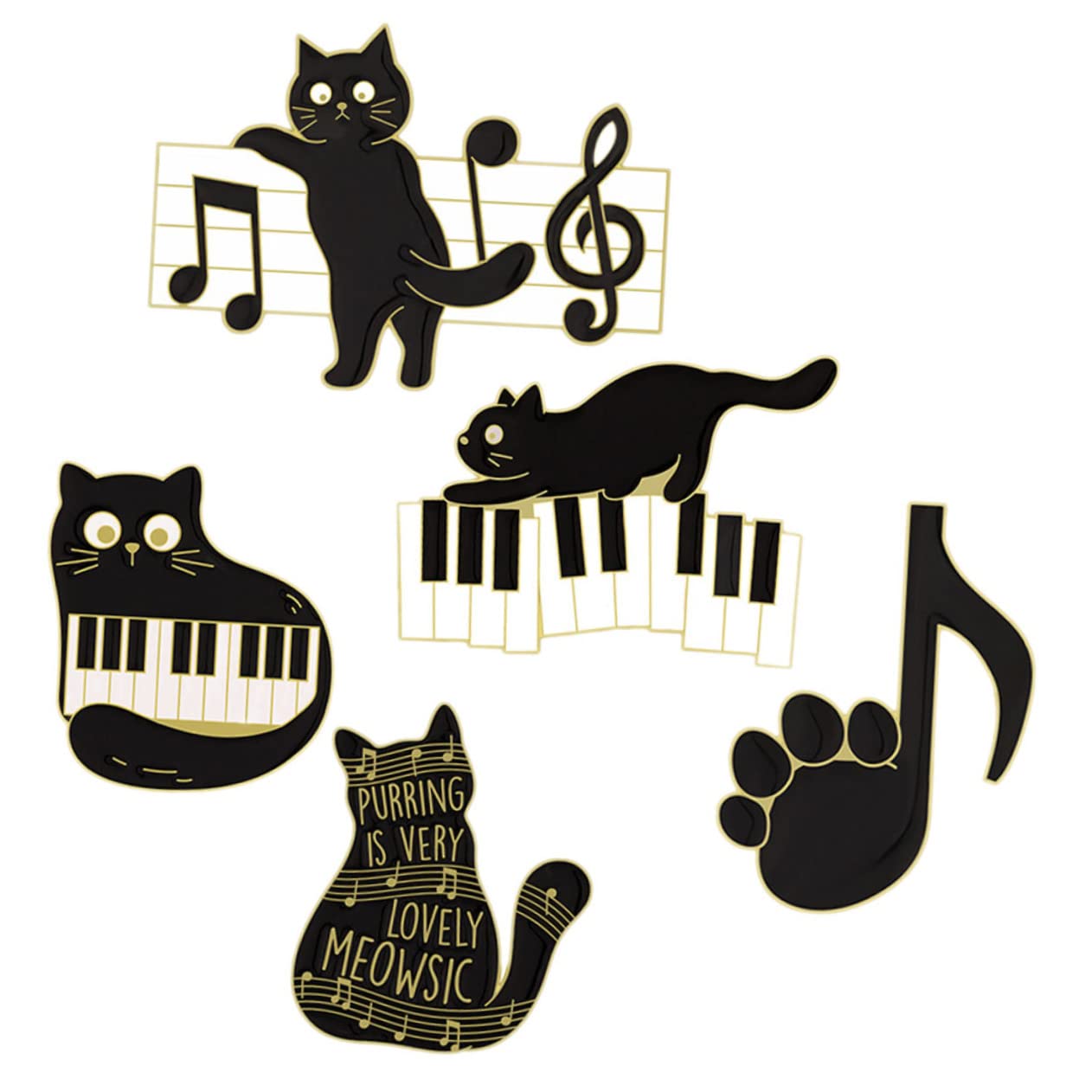 SHERCHPRY 25 Pz Spilla con nota musicale di gatto borsa posteriore per donna arredamento musicale spille da donna zaino perno zaini spilla animale lega decorare distintivo spillo bambino