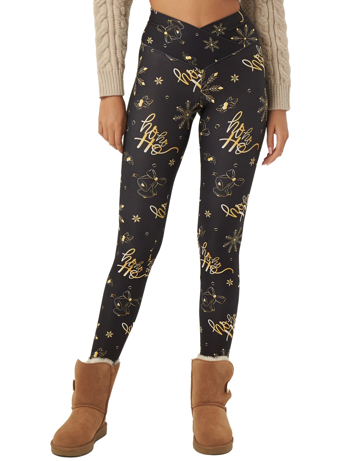 sissycos Women's Christmas Halloween Crossover Leggings High Waisted