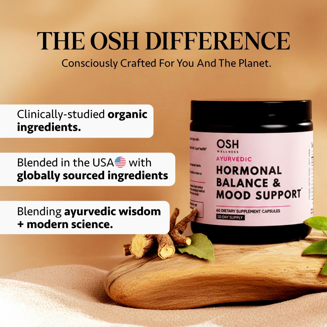 Ayurvedic Hormone Balance for Women | Cortisol Reducer | Mood, Energy, Stress, & Sleep Support | Estrogen | Perimenopause | Ashwagandha, Rhodiola, & Holy Basil | Made in USA | 60 Ct. - OSH Wellness — Amazon image 8