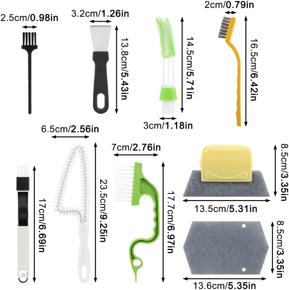 Window Track Cleaner Tool Set, 13 Pcs Groove Gap cleaning brush, Multi-Purpose window sill cleaner tool for Sliding Door, Tile Lines, Shutter, Car Vents and Air Conditioner