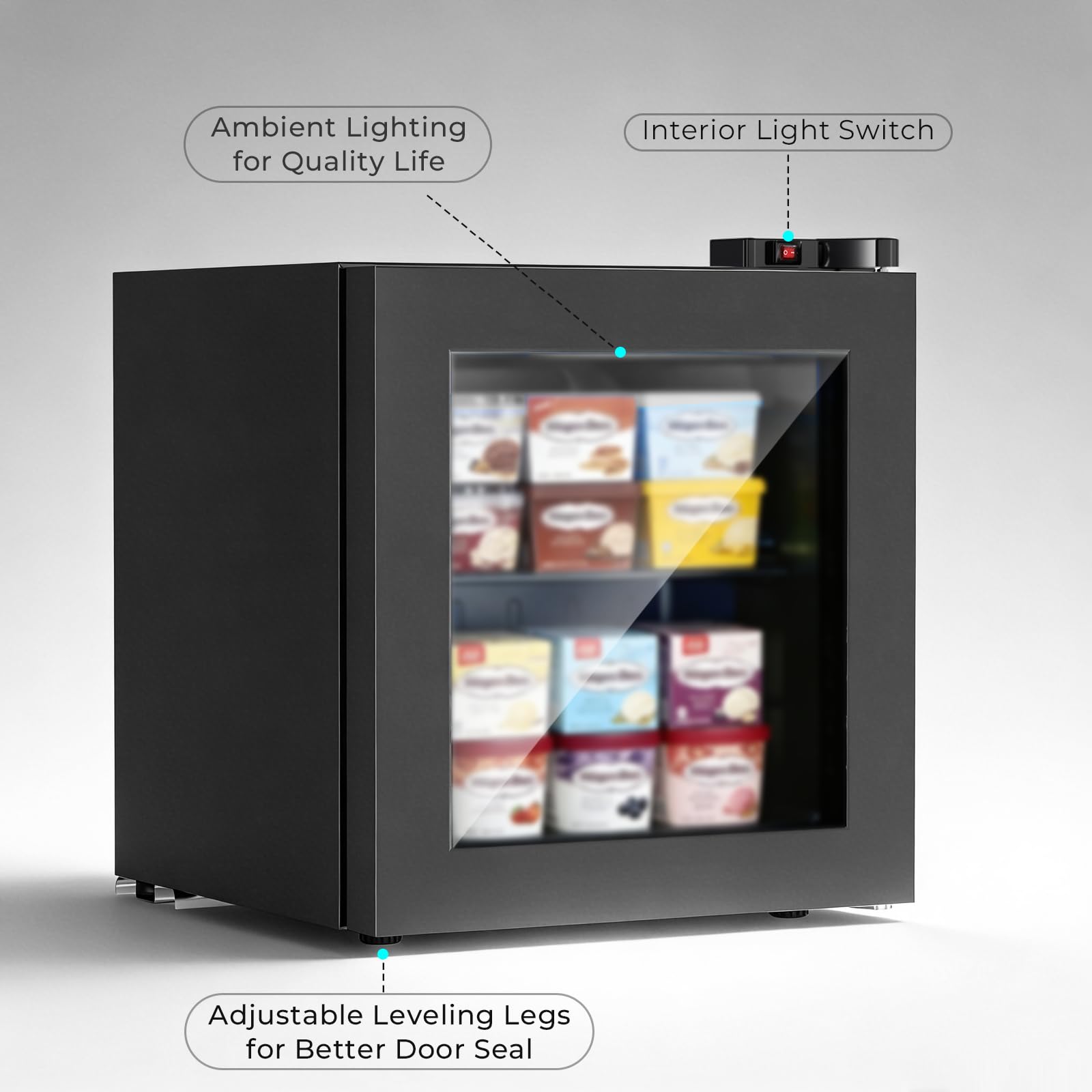 Cowsar 1.1 Cu Ft Compact Mini Freezer, 7 Temp Settings (-18°F To -10°F), Removable Shelf Display Freezer For Home/Kitchen/Dorm/Office, Suitable For Ice Cream/Meat/Seafood on Fridge.com - View 4