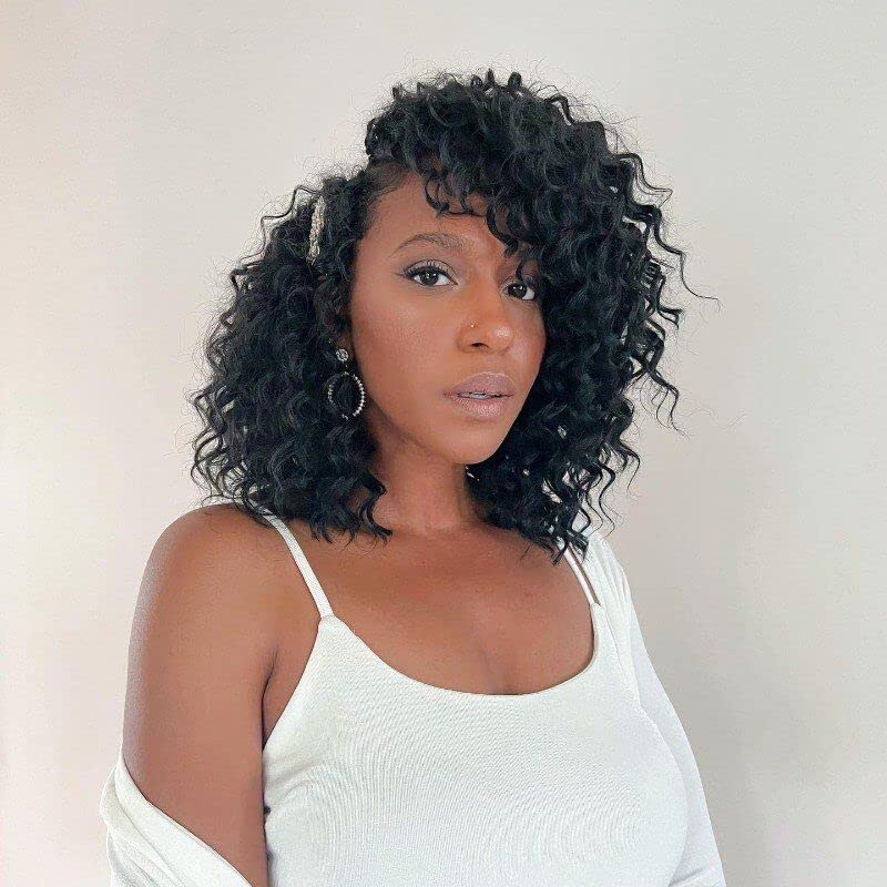 Toyotress Deep Twist Crochet Hair - 12 Inch 8 Packs Natural Black Ocean Wave Crochet Braids, Short Bob Water Wave Wavy Curly Synthetic Braiding Hair Extensions (12 Inch, 1B-8P)