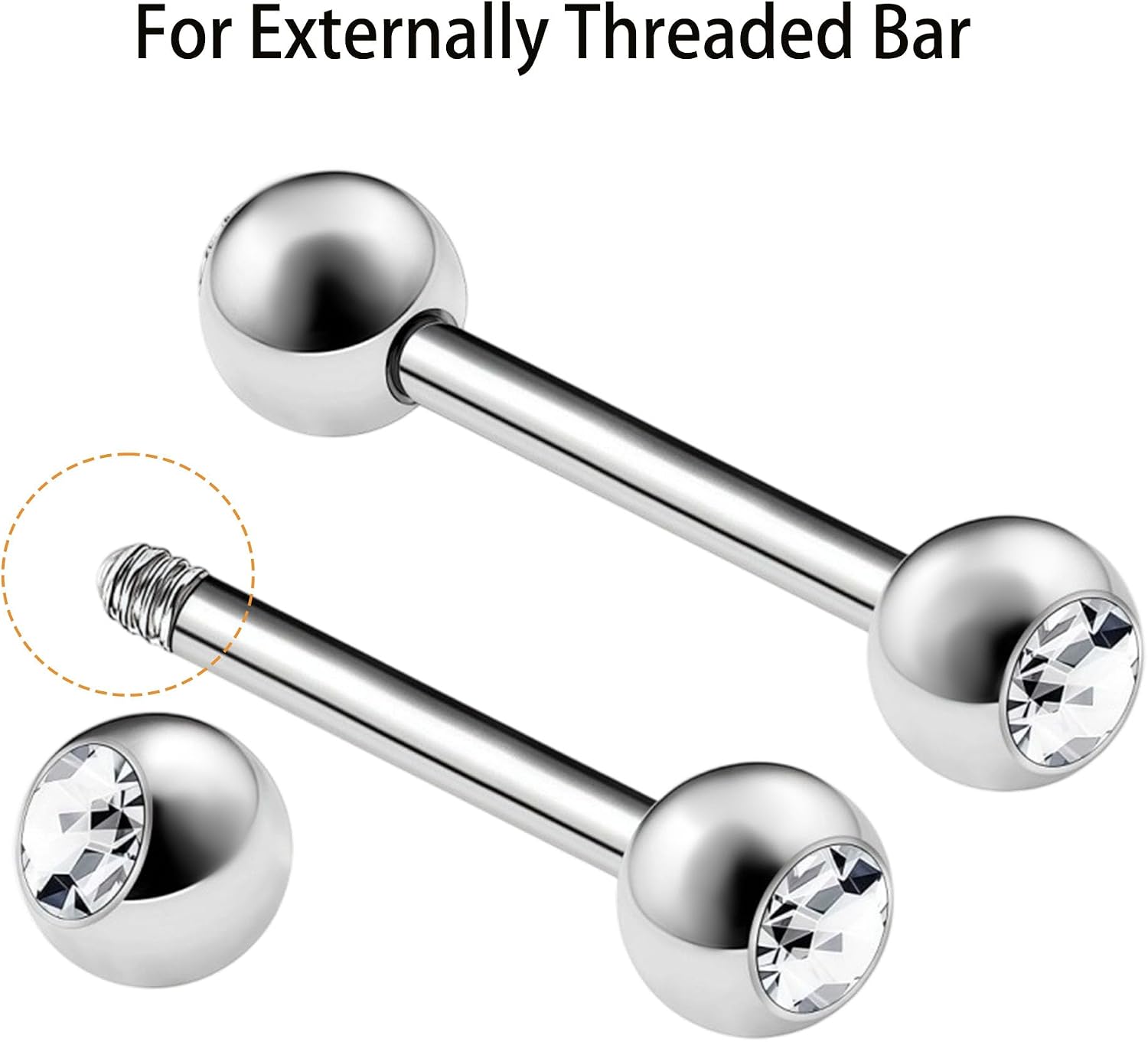 Replacement Piercing Balls Compatible for Externally Threaded Piercings and Piercing Ball Grabber Tool for Septum,Ear and Lip Piercings