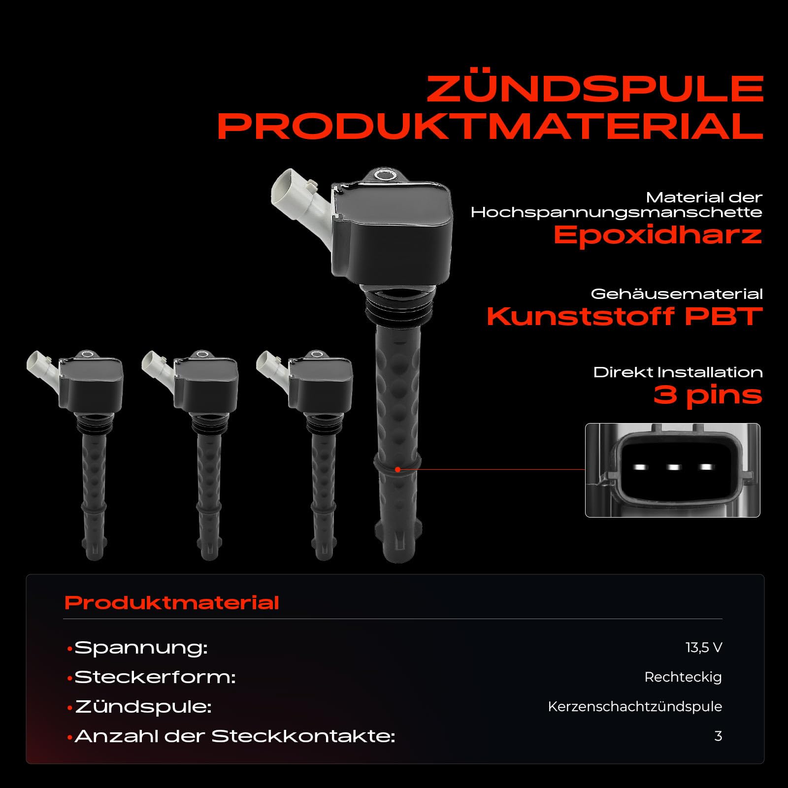 Frankberg bobine di accensione + 4 candele a 3 Poli 55229959 | Compatibile con: Giulietta 940, Mito 955, Giulietta box/hatchback 940, Renegade Van B1 BU, Bravo II 198, Delta III 844
