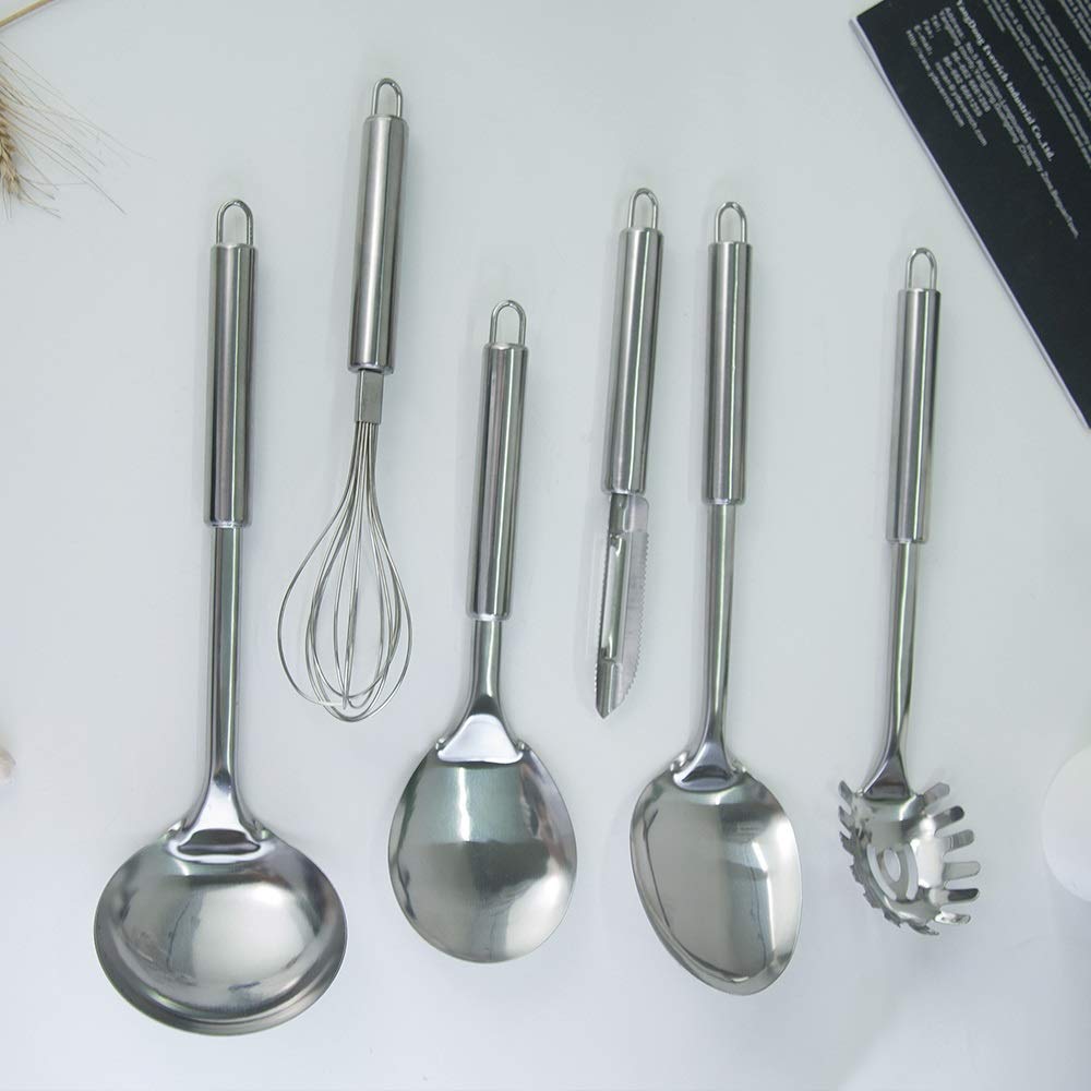 12 szt. Zestaw naczyń kuchennych ze stali nierdzewnej + wieszak na przybory kuchenne Nonstick Naczynia Zestaw naczyń kuchennych Łopatka Gadżety Gadżet kuchenny do naczyń kuchennych