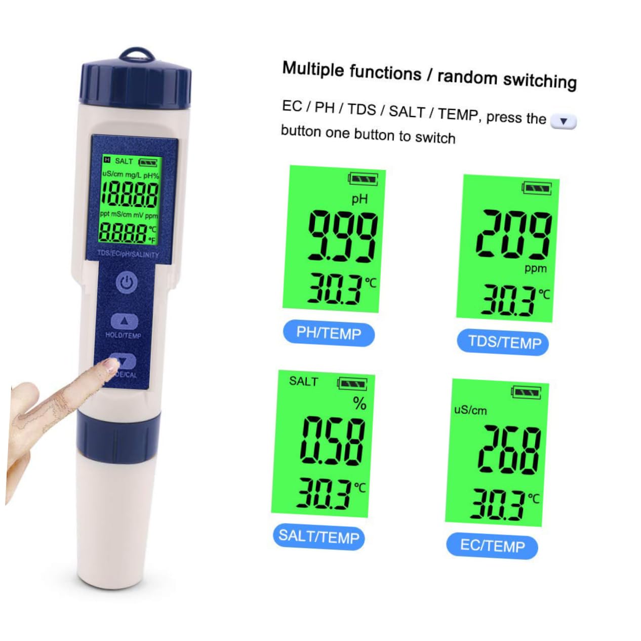 Generico Metro Sale Marino Kit per Il Test dell'Acqua della Piscina Fish Tank Portatile Tester Digitale Acquario Portatile Piscina Rifrattometro Digitale Tester e Misuratore