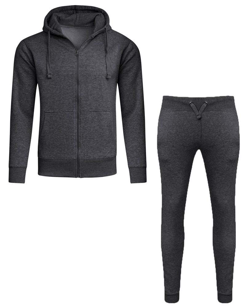 shelikes Mens Tracksuit Set Plain Fleece Hoodie Top Bottoms Jogging Zip Joggers Gym Causal Exercise Running Sport Sweat Suit Pants