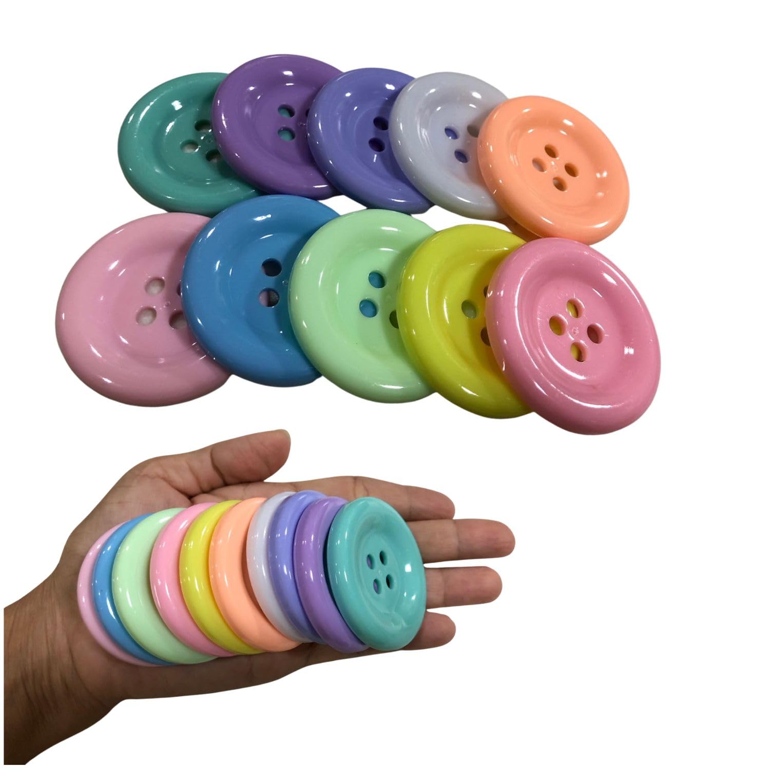 KocraftPlastic 2 inch Pastel Color Buttons, 10 Pcs Resin Craft Buttons for Sewing, DIY Projects, Scrapbook Decoration