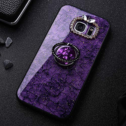 Robinsoni Case Compatible with Samsung Galaxy S7 Phone Case Silicone Glossy TPU Cover 360 Degree Rotation Ring Case Kickstand Phone Cover Sparkle Bling Phone Cover Shockproof Case Amber Purple - Image 1