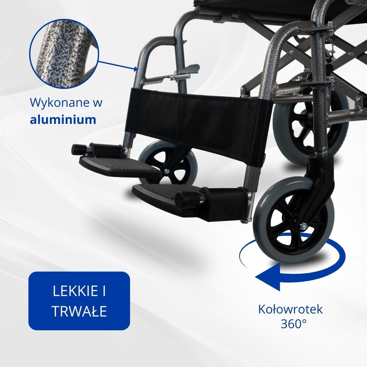 Wózek inwalidzki składany | Aluminium | Małe koła | Zdejmowane podnóżki i składane oparcie | Muzeum | Deluxe | Mobiclinic