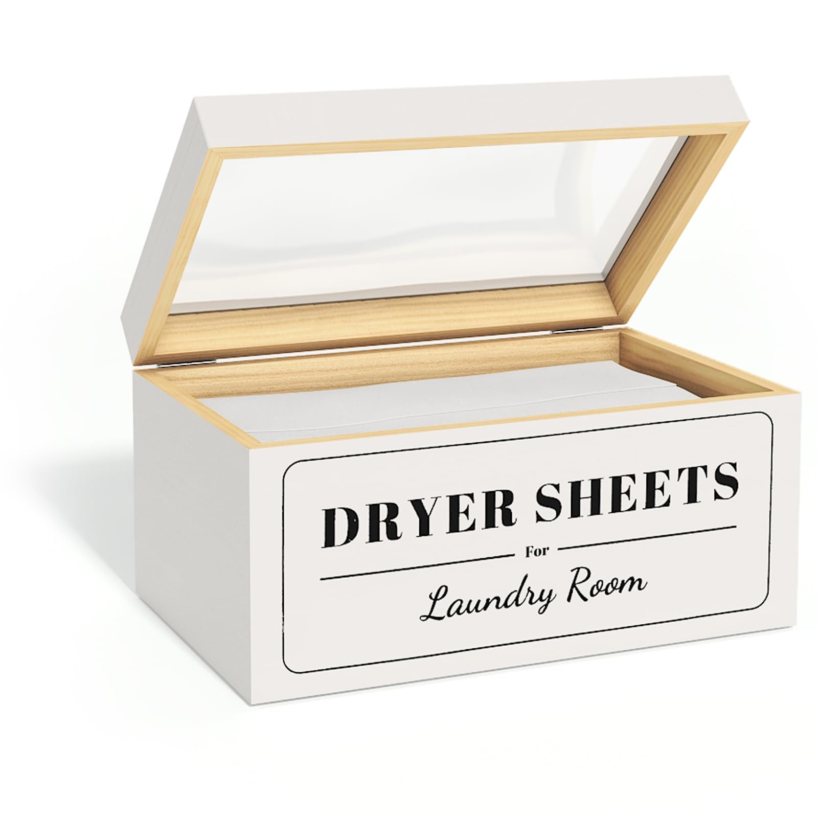 Photo 1 of MESHIDA Dryer Sheet Container, Wooden Dryer Sheet Holder, Laundry Room Organization and Storage, Fabric Softener Dryer Sheet Dispenser, Space Saving Dryer Sheet Box with Acrylic Lid