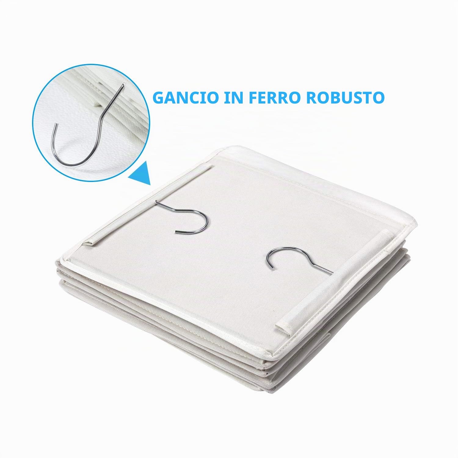BrilliantJo Set di 2 Organizer Armadio, Portattuto da Appendere con 5 Scomparti con 6 Tasche Laterali a Rete per Vestiti, con 2 Ganci Organizzatore Armadio da 30 x 30 x 108 cm, Beige