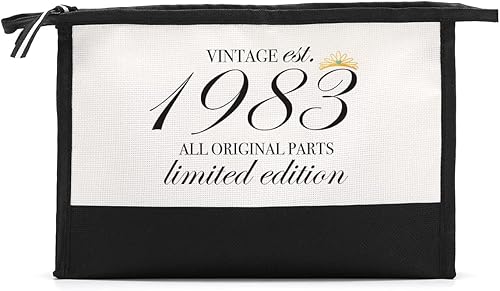 HODREU Regalos de cumpleaños número 40 para mujer, decoraciones de cumpleaños 40 para mujer, divertida bolsa de maquillaje de cumpleaños de 40 años,