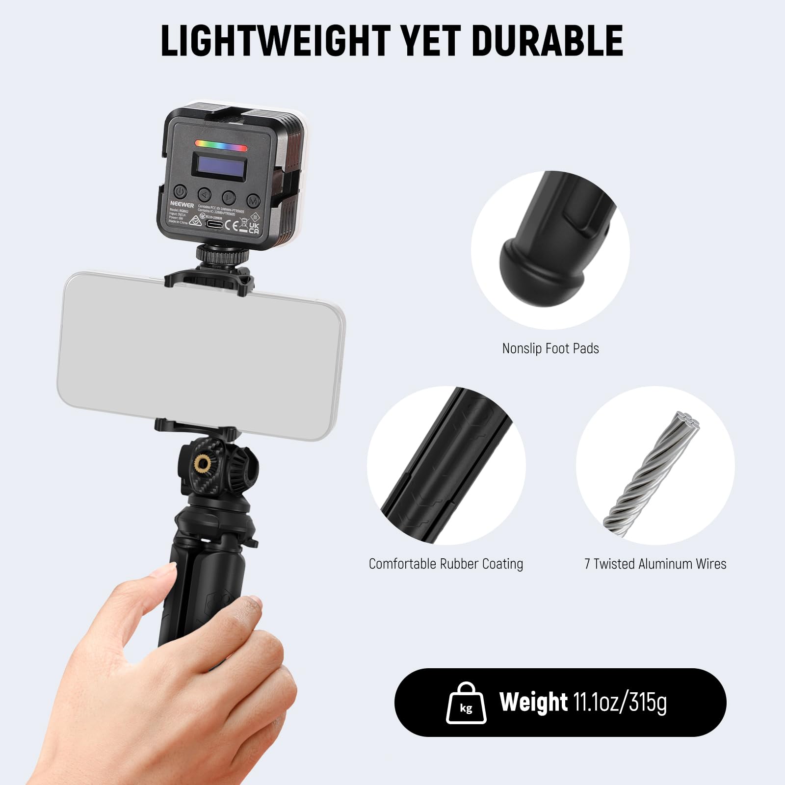 NEEWER Statyw do iPhone'a z pilotem, mini elastyczny statyw vlog kij do selfie z uchwytem na telefon i adapterem do kamery sportowej kompatybilny z iPhone GoPro Insta360 Samsung Digital Camera, TP35