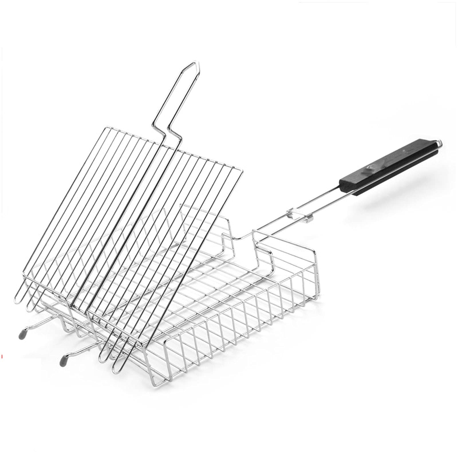Portable BBQ Griglie da Barbecue in Pentole Barbecue in Acciaio Inox Antiaderente Barbecue Grill Basket Tools Grill Mesh per Pesce, Verdure,Bistecca, gamberetti(67.5x31x5.7cm)