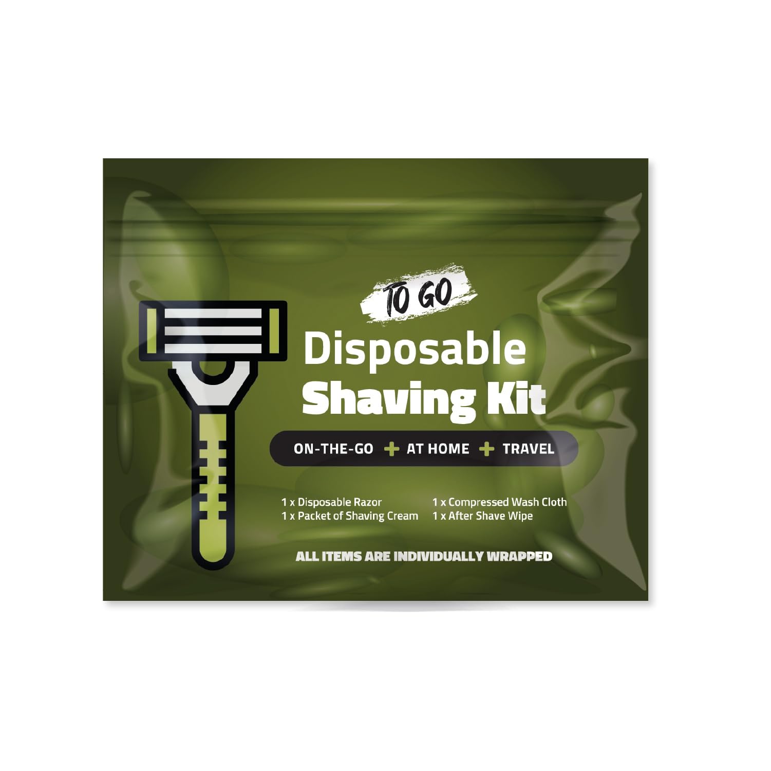 Compact Shaving Kit – Travel Shaving Essentials for Men & Women | Includes Disposable Razor, Shaving Cream, Washcloth & Aftershave Wipe | Hygiene Kit