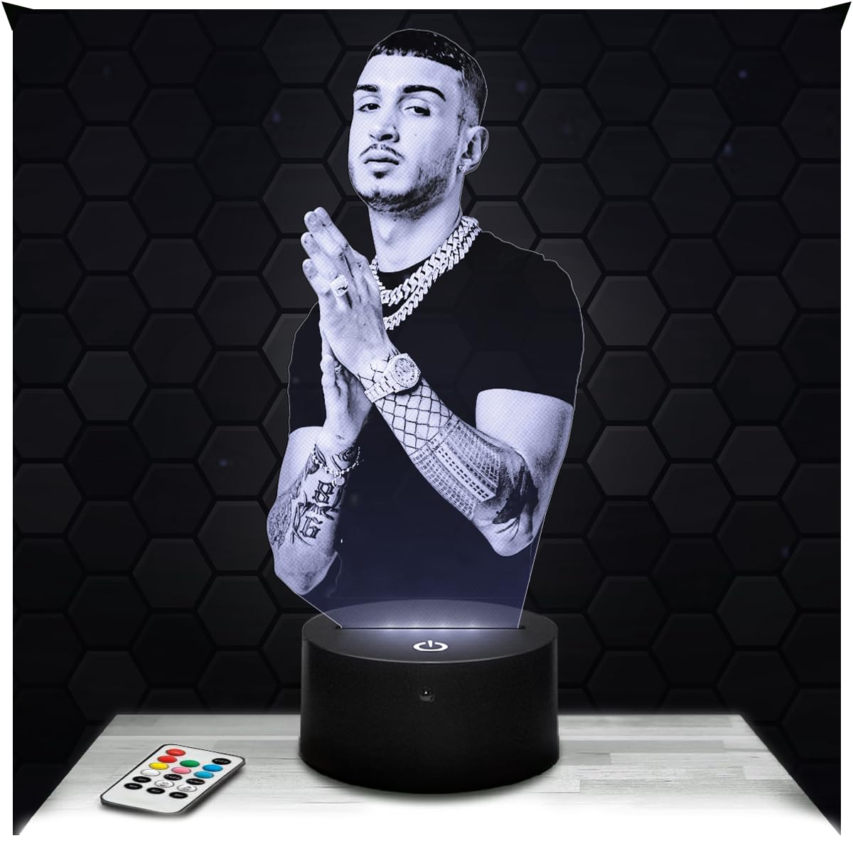 Lampephoto.fr - 3D Lamp Capo Plaza Italian Rapper Singer, Touch LED Night Light, 3D Hologram Effect, Christmas Birthday Gift Idea for Men Women, Bedroom Decoration Object
